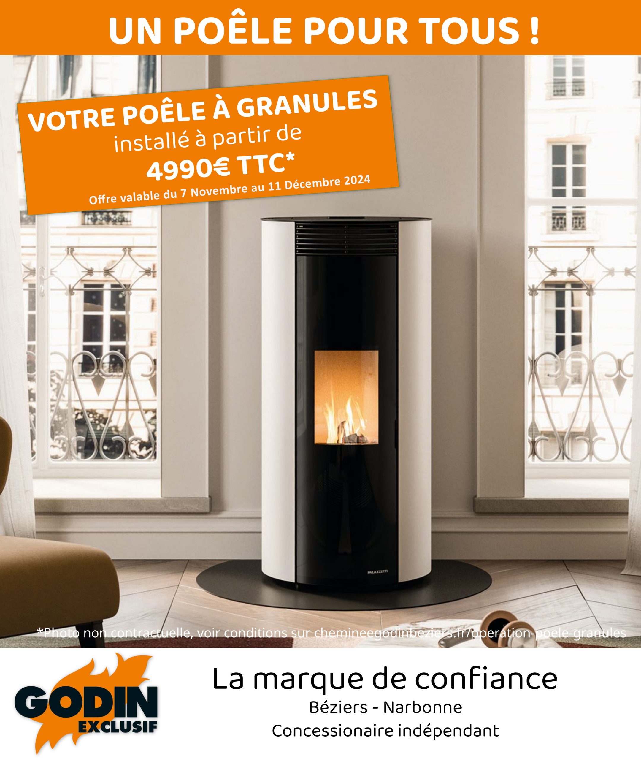 poêle à granulés de la marque Godin à partir de 4990€